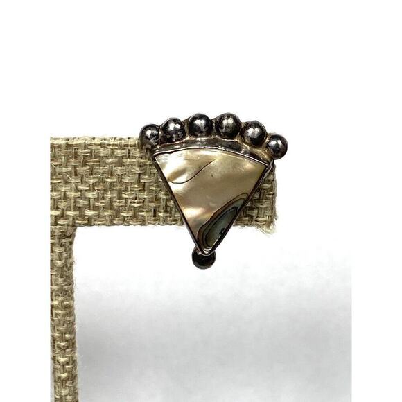 Vintage Abalone Sterling Silver Screw Back Earrings ACE Guadalajara Mexico - Picture 7 of 12